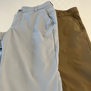 Lululemon khaki and grey dress pants. Waist 30.  Length 32. Lot of 2.